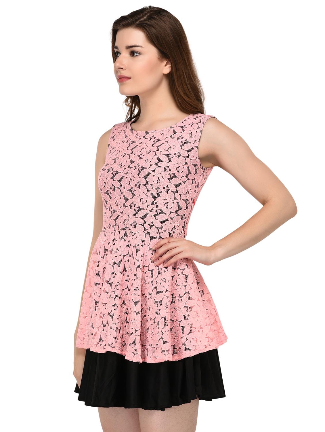 contrast lace overlay dress - 15607687 - Zoom Image - 2