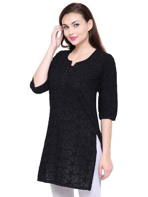 chikankari straight solid kurti - 15607904 - Standard Image - 2