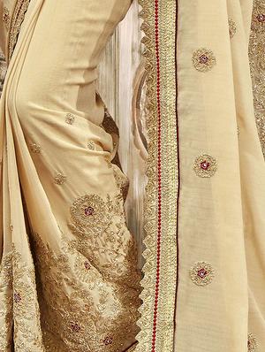 Zari embroidered saree with blouse - 15608443 - Standard Image - 2