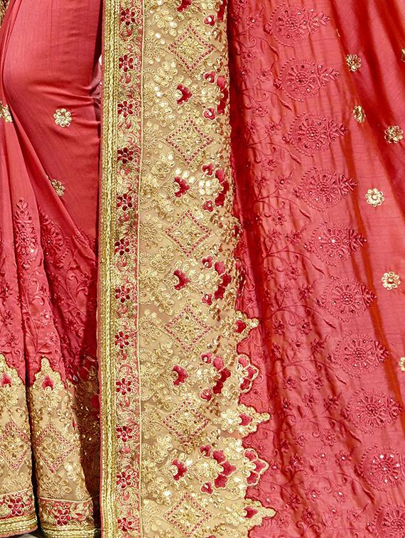 Zari embroidered saree with blouse - 15608445 - Zoom Image - 2