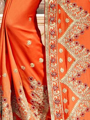 Zari embroidered saree with blouse - 15608447 - Standard Image - 2