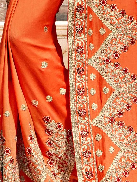 Zari embroidered saree with blouse - 15608447 - Zoom Image - 2