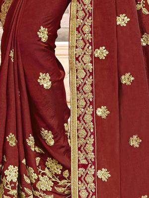 Gotta patti embroidered saree with blouse - 15608449 - Standard Image - 2