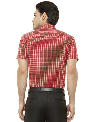 red cotton blend casual shirt - 15608684 - Standard Image - 2