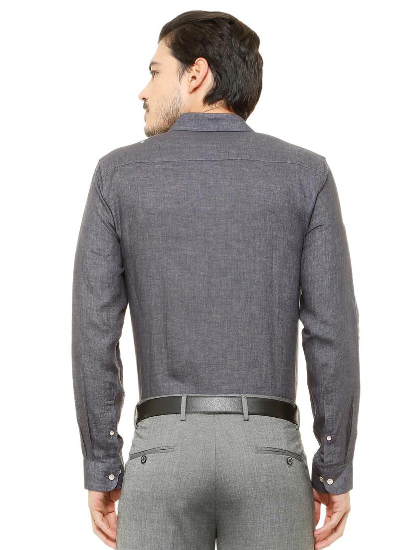 grey linen formal shirt - 15608716 - Zoom Image - 2