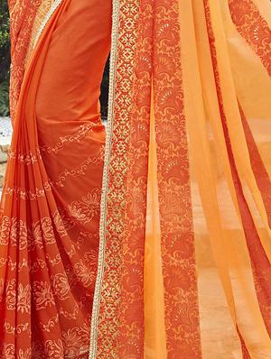 Embroidered half and half saree with blouse - 15608811 - Standard Image - 2