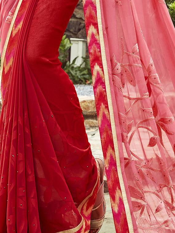 Embellished half and half saree with blouse - 15608812 - Zoom Image - 2