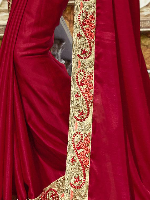 Ditsy floral lace bordered saree with blouse - 15608825 - Zoom Image - 2