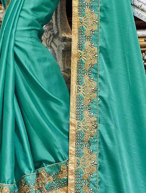 Zari lace bordered saree with blouse - 15608828 - Standard Image - 2
