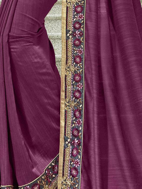 Zari lace bordered saree with blouse - 15608830 - Zoom Image - 2