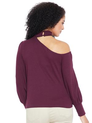 choker neck single shoulder top - 15609165 - Standard Image - 2