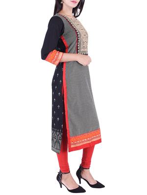 Embroidered yoke straight kurta - 15609215 - Standard Image - 2