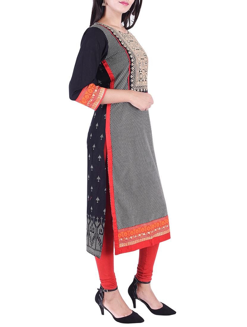 Embroidered yoke straight kurta - 15609215 - Zoom Image - 2