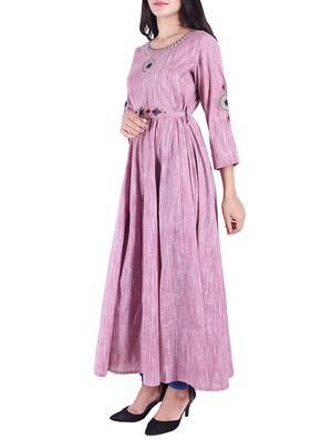 Embroidered flared kurta - 15609218 - Standard Image - 2