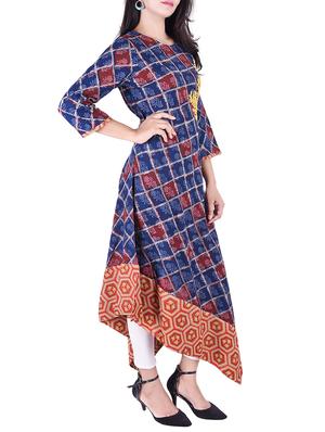 Asymmetric checkered kurta - 15609227 - Standard Image - 2
