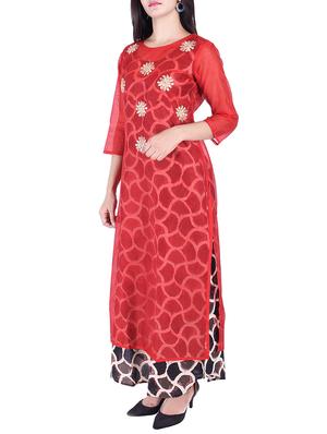 Embroidered layered kurta - 15609229 - Standard Image - 2
