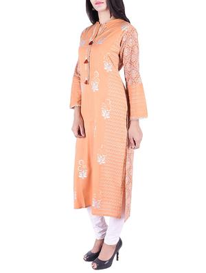 Printed straight kurta with tassels - 15609234 - Standard Image - 2