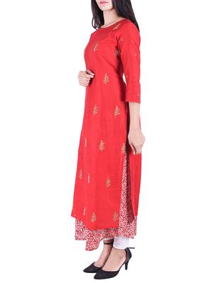 chanderi layered kurta - 15609238 - Standard Image - 2