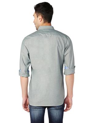 grey cotton blend casual shirt - 15609264 - Standard Image - 2