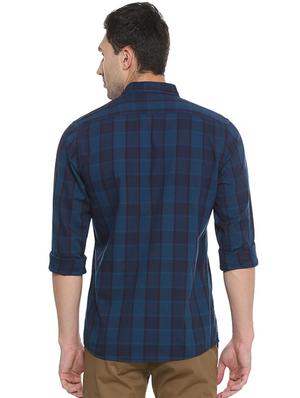 blue cotton casual shirt - 15609269 - Standard Image - 2
