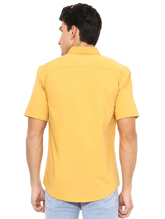 yellow cotton blend casual shirt - 15609288 - Zoom Image - 2