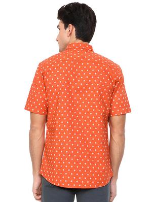 orange cotton casual shirt - 15609292 - Standard Image - 2