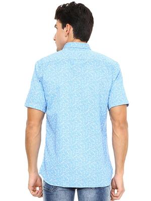 blue cotton casual shirt - 15609331 - Standard Image - 2