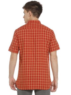 red cotton blend casual shirt - 15609335 - Standard Image - 2
