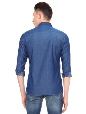 blue cotton casual shirt - 15609340 - Standard Image - 2