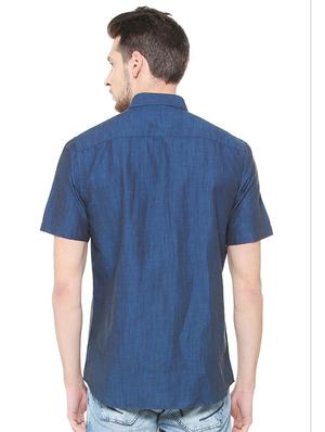 blue cotton casual shirt - 15609374 - Standard Image - 2