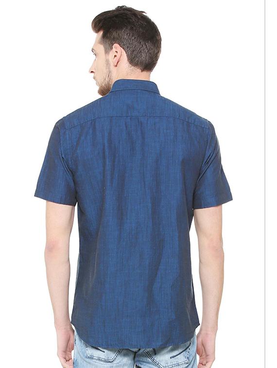 blue cotton casual shirt - 15609374 - Zoom Image - 2