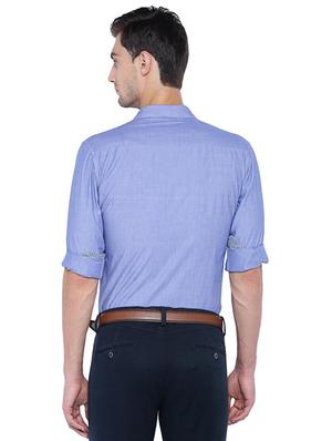 blue cotton blend casual shirt - 15609382 - Standard Image - 2
