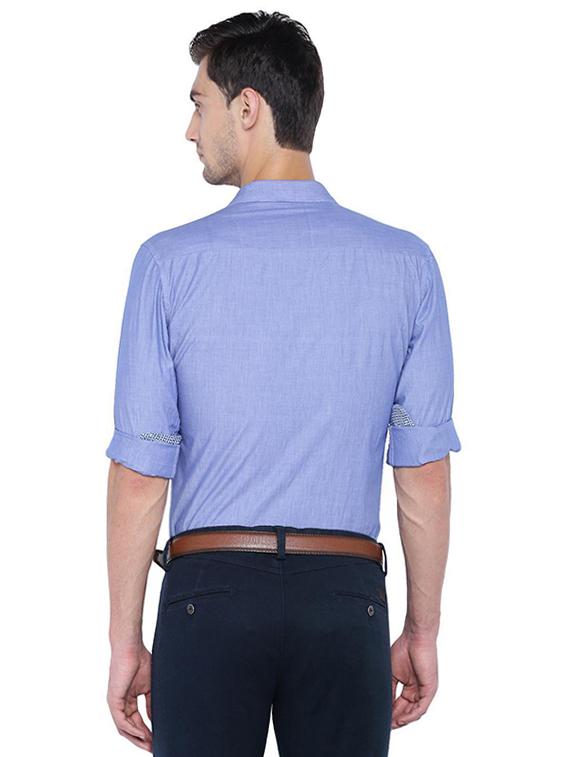 blue cotton blend casual shirt - 15609382 - Zoom Image - 2