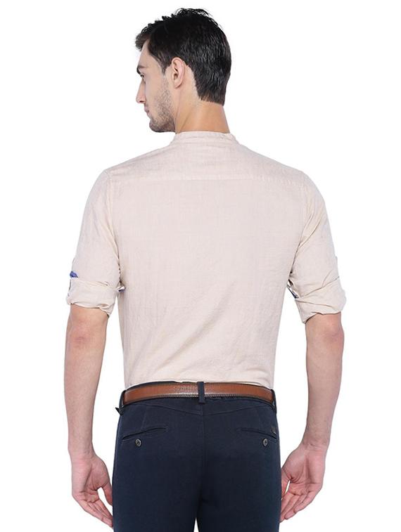 beige cotton linen casual shirt - 15609383 - Zoom Image - 2