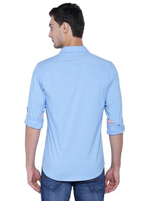 blue cotton blend casual shirt - 15609388 - Standard Image - 2