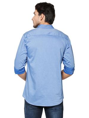 blue cotton casual shirt - 15609396 - Standard Image - 2