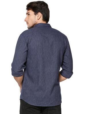 blue cotton blend casual shirt - 15609400 - Standard Image - 2