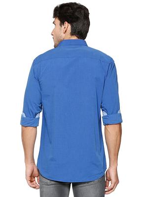blue cotton casual shirt - 15609410 - Standard Image - 2
