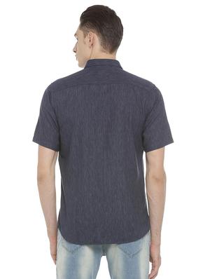 blue cotton blend casual shirt - 15609418 - Standard Image - 2