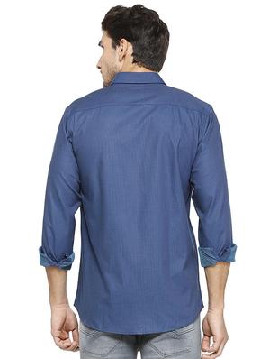 blue cotton casual shirt - 15609445 - Standard Image - 2