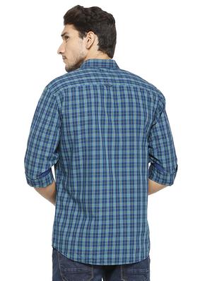 blue cotton casual shirt - 15609446 - Standard Image - 2