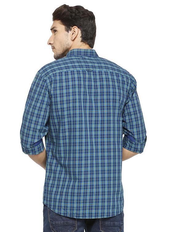 blue cotton casual shirt - 15609446 - Zoom Image - 2