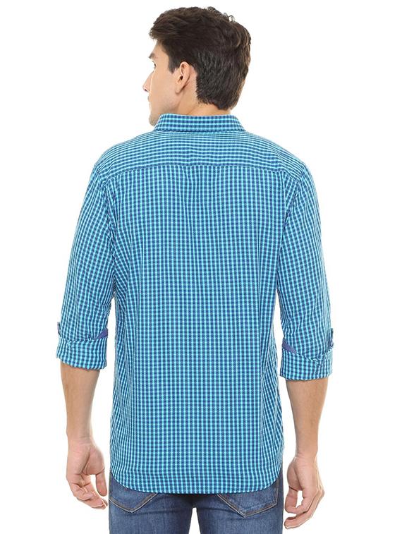 blue cotton casual shirt - 15609450 - Zoom Image - 2