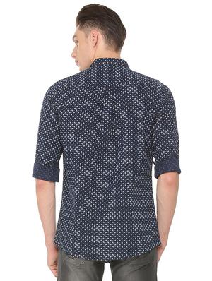 navy blue cotton casual shirt - 15609451 - Standard Image - 2