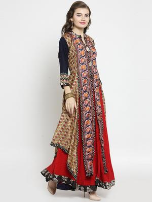 Layered silk blend kurta - 15609742 - Standard Image - 2