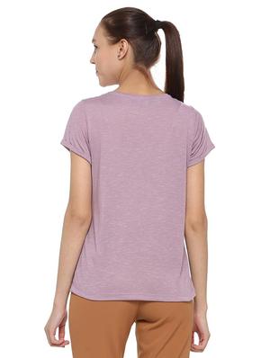 mauve turn up sleeve top - 15610768 - Standard Image - 2