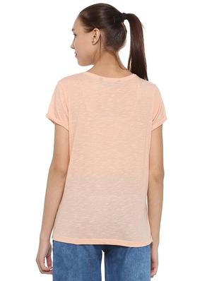peach turn up sleeve top - 15610769 - Standard Image - 2