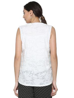 sleeveless asymmetric lace top - 15610770 - Standard Image - 2