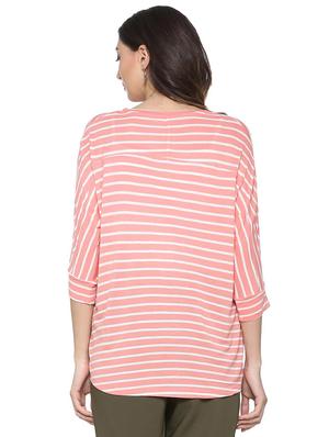 extended sleeved striped asymmetric tee - 15610773 - Standard Image - 2
