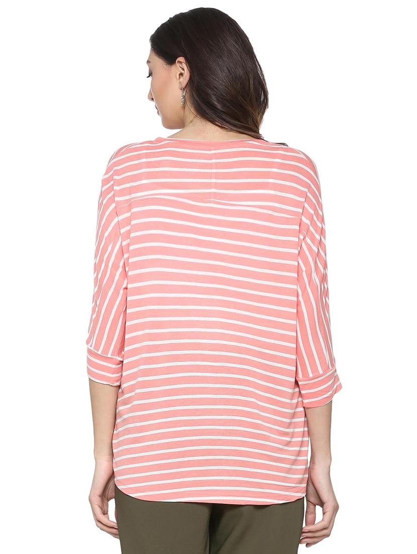 extended sleeved striped asymmetric tee - 15610773 - Zoom Image - 2